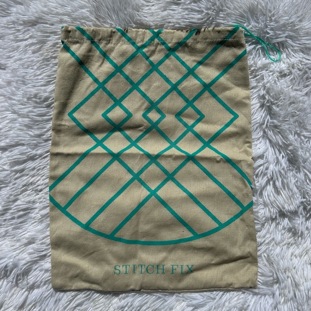 🩶5/$30 Stitch Fix Turquoise Blue & Beige Drawstring Travel Bag Shoe Dustcover